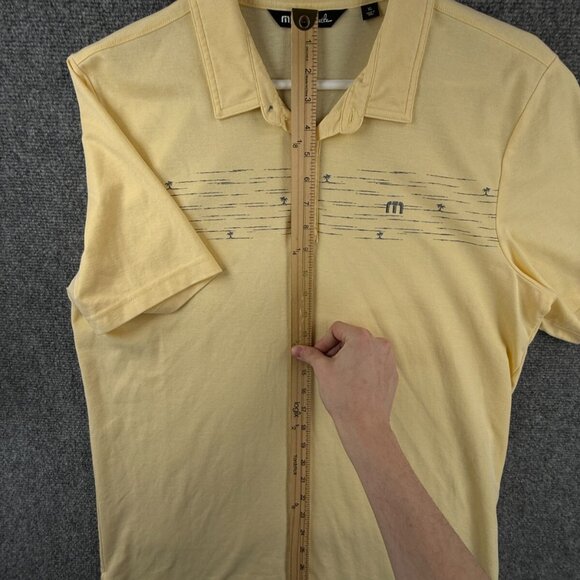 Travis Mathew Golf Polo Shirt Yellow Short Sleeve Beach Palm Tree XL Pima Blend - Picture 3 of 12